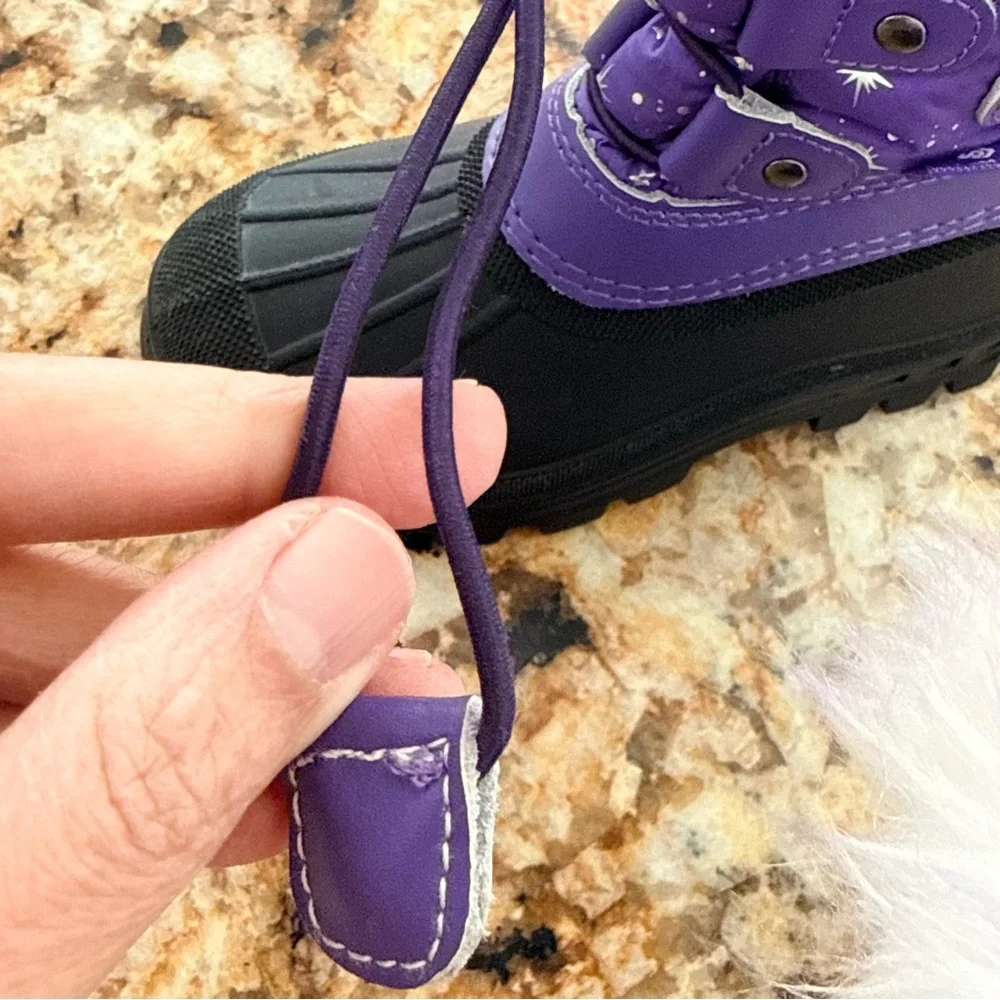 Cat & Jack Girls Winter Boots Size 10 Purple Faux Fur – Like New